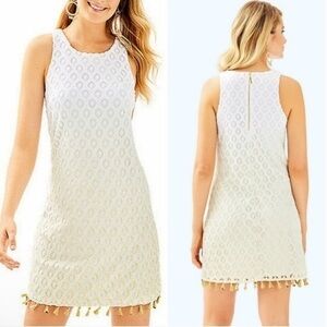 Lilly Pulitzer Marquette Shift Dress Gold Metallic XS excellent condition